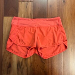 Lululemon Speed Up Shorts Orange Size 6 EUC!